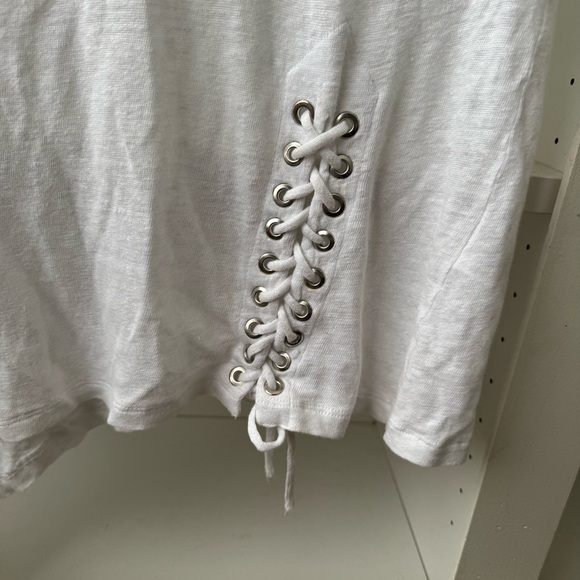 IRO White Karami Asymmetrical Lace Up Slub Linen Tank - Picture 7 of 9